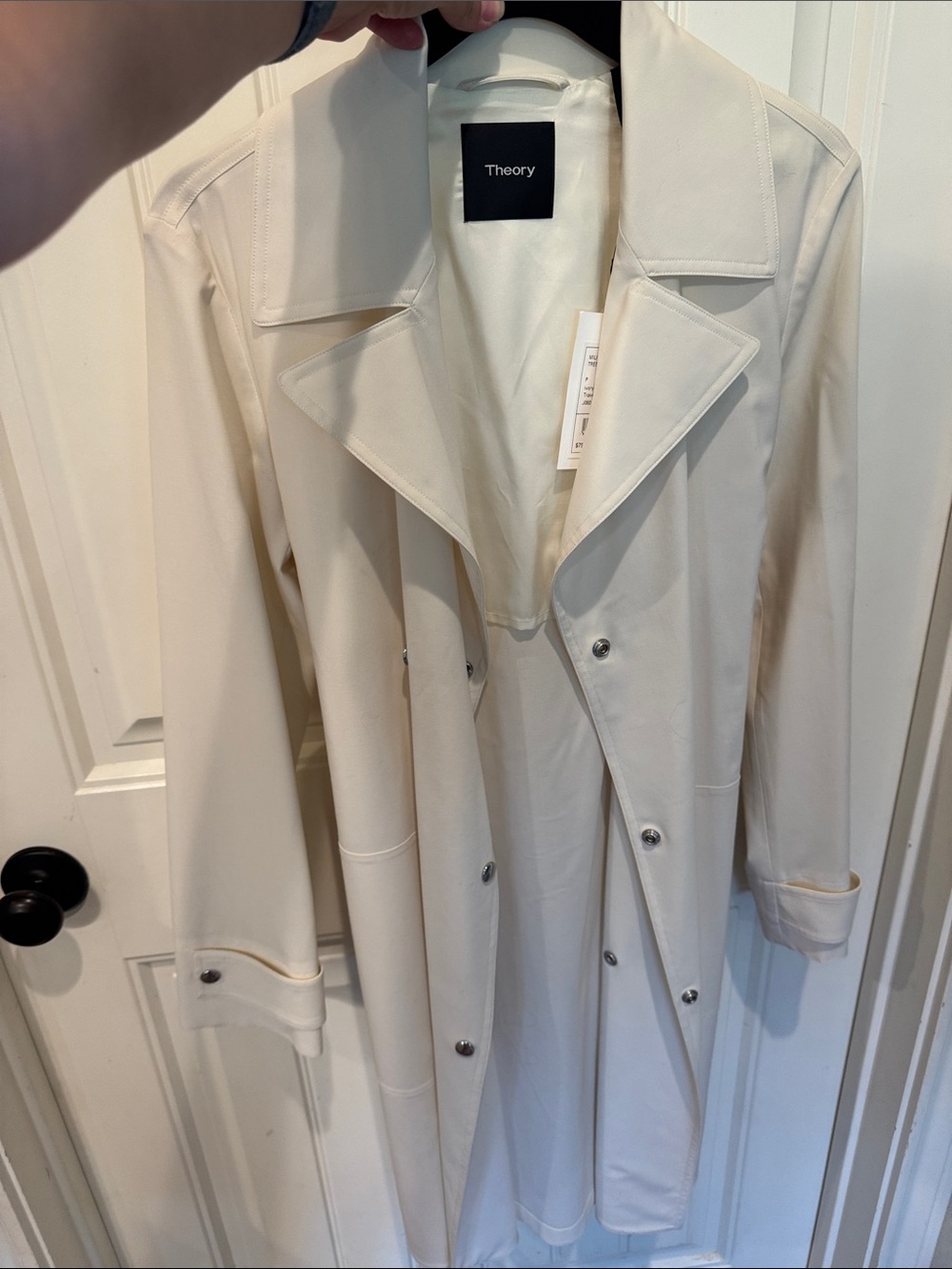 Theory Ivory Military Trench Coat